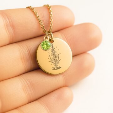 Gladiolus Moon & Bloom Necklace for Daughter – Personalized Gift from Dad