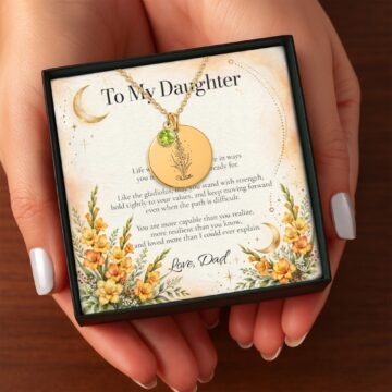 Gladiolus Moon & Bloom Necklace for Daughter – Personalized Gift from Dad