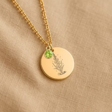 Gladiolus Moon & Bloom Necklace for Daughter – Personalized Gift from Dad
