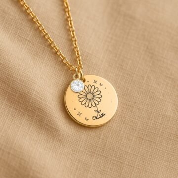 Daisy daughter necklace presented with a printed message card