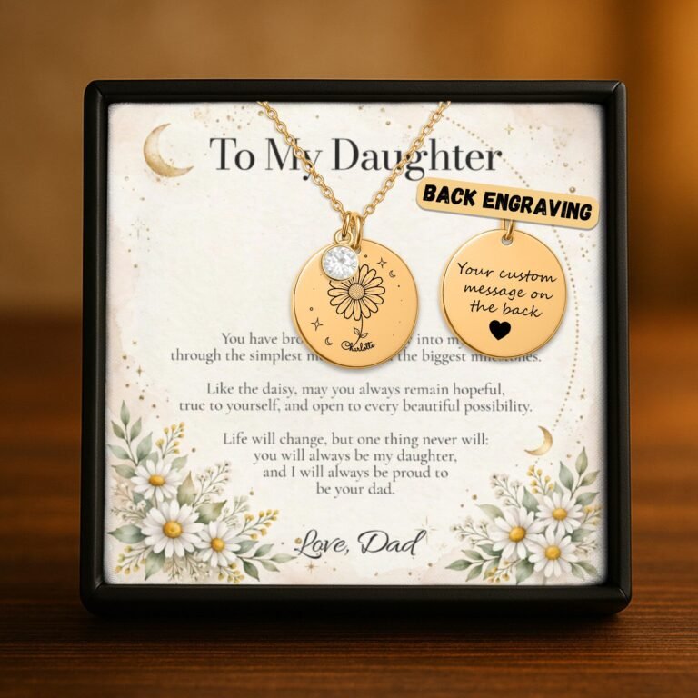 Daisy Moon & Bloom Necklace for Daughter – Personalized Gift from Dad