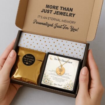 Find-joy message card for daughter with personalized daisy necklace