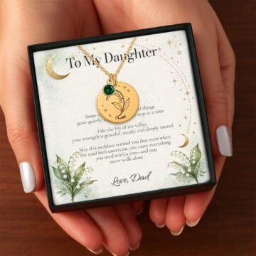 Detailed lily-of-the-valley Moon and Bloom pendant with emerald-colored accent